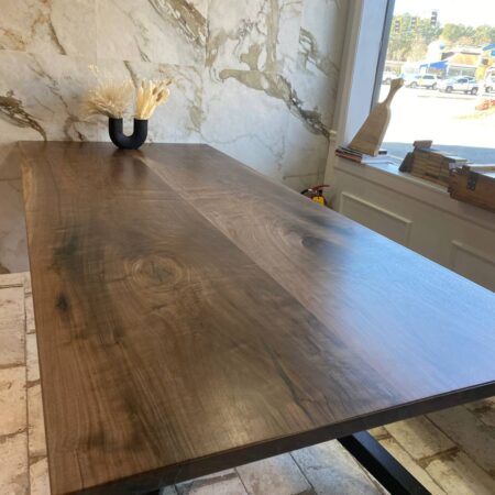 Walnut Slabs Dining Table With Black Epoxy Fillings