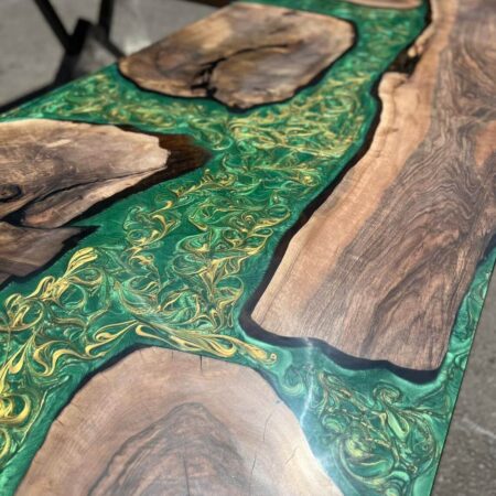Epoxy River L – Shaped Walnut Wood Table